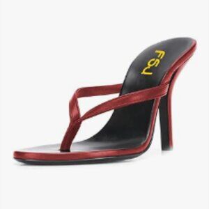 FSJ Red Thong Flip Flops Stiletto High Heels Slip On Almond Toe Casual Sandals